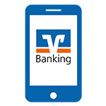Grafik eines Smarphones mit VR-Banking-Logo